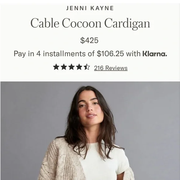 Jenni Kayne Cocoon Cable Cardigan Oatmeal XXS - Picture 2 of 13